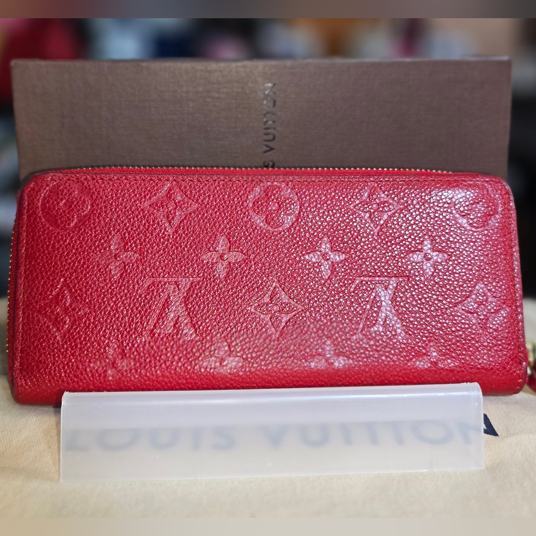 Louis Vuitton Red Clemense Empreinte Long Zip Wallet